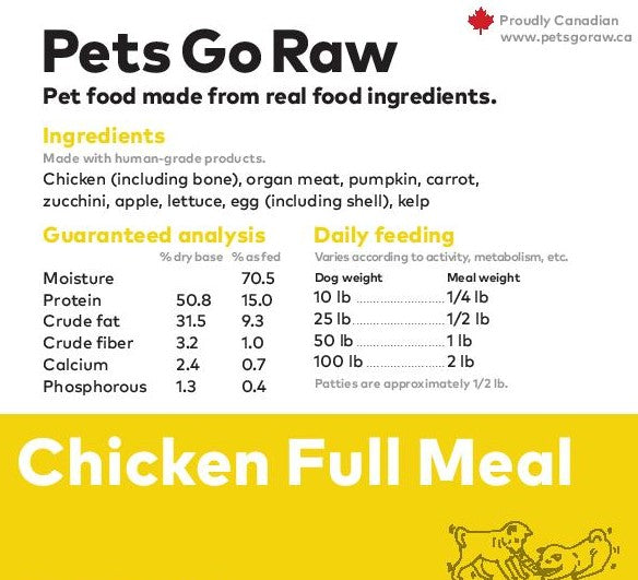 Pets Go Raw - Chicken Full Meal Bulk Box - 25lbs