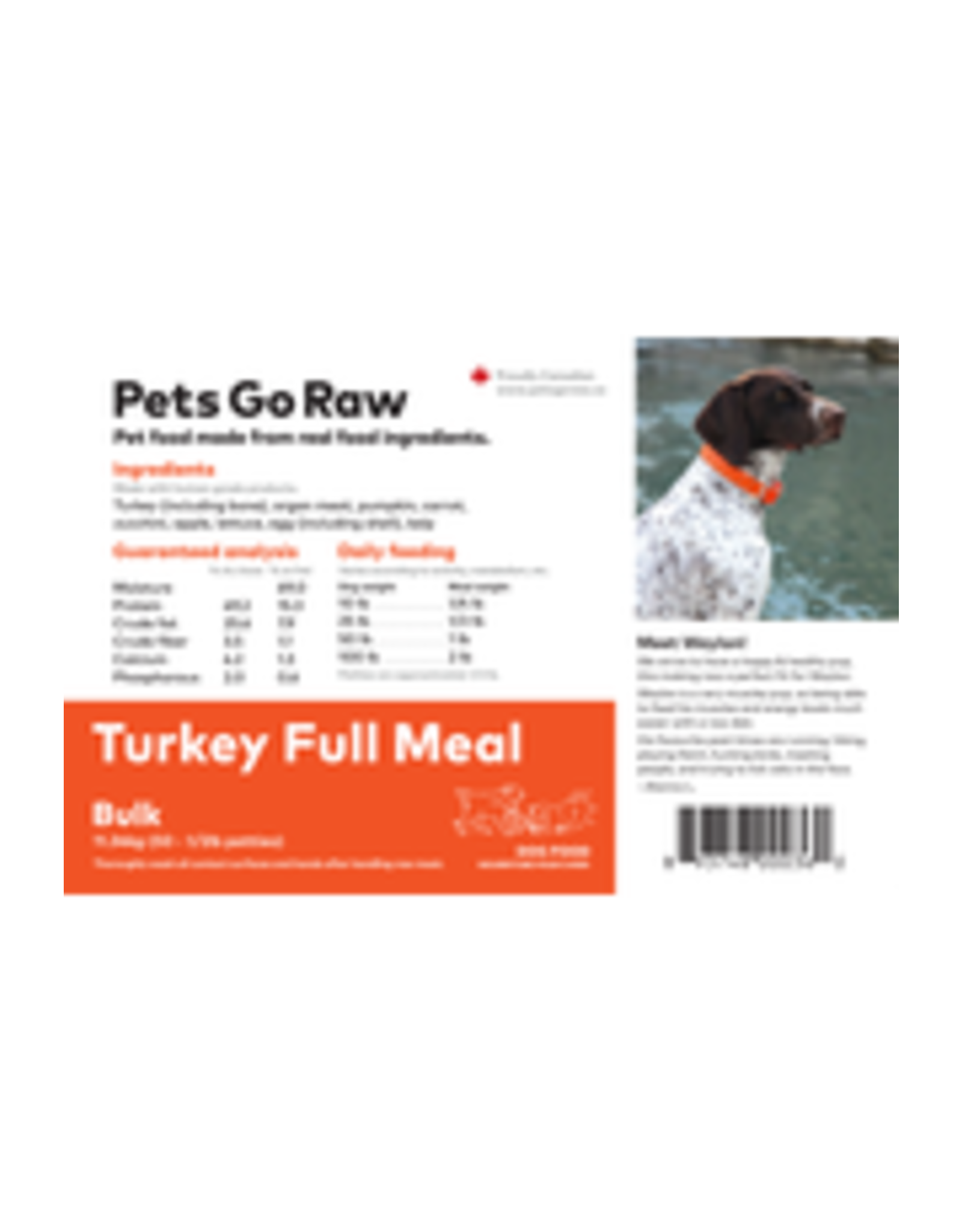 Pets Go Raw - Turkey Full Meal Bulk Box - 1/2lb Portions - 25lbs