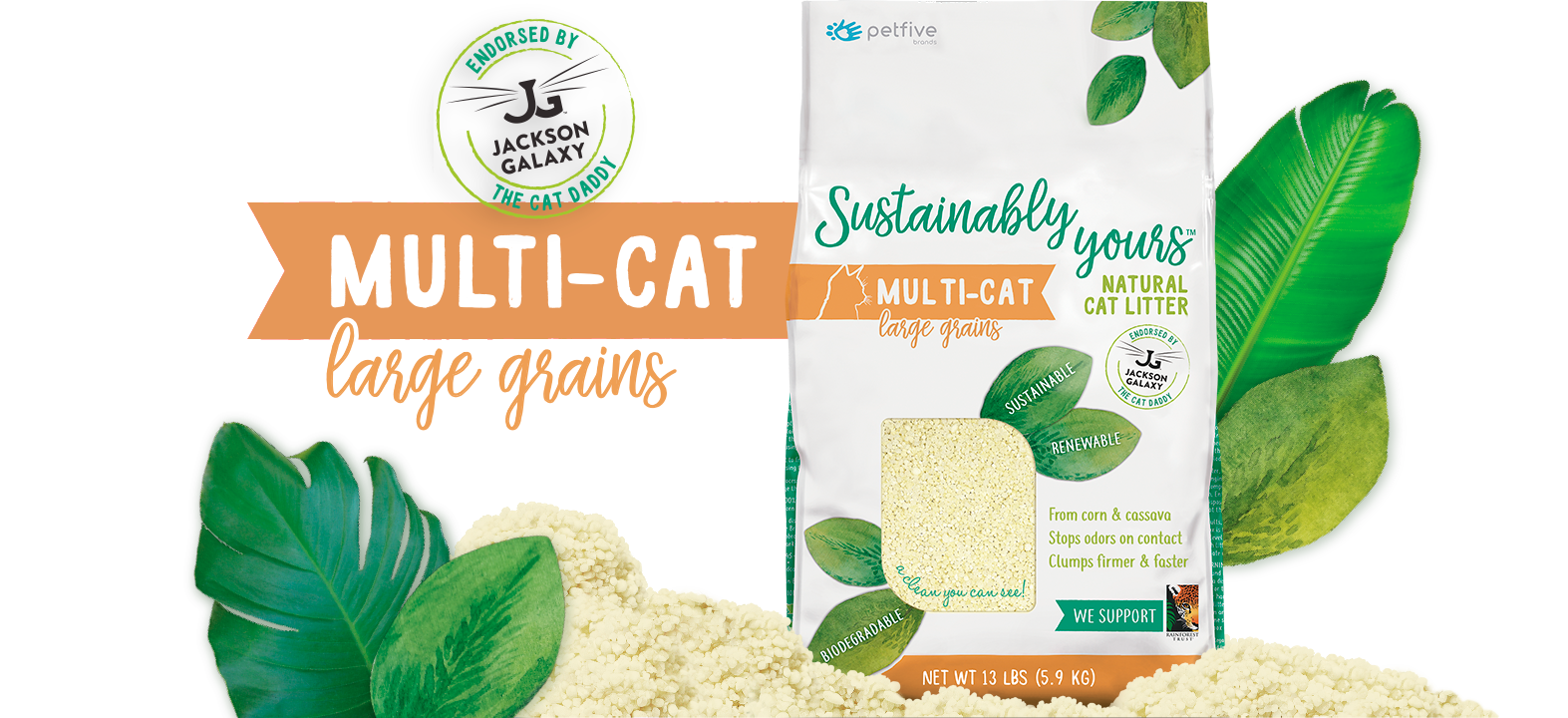 Sustainably Yours - Large Grain Multi Cat Natural Litter - 26lbs