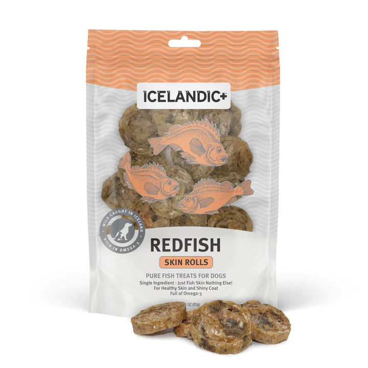 Icelandic+ - Red Fish Skin Rolls Dog Treat - 3oz