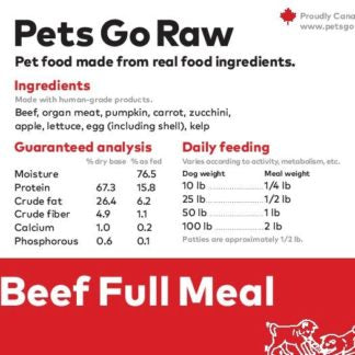 Pets Go Raw - Beef Full Meal - 25lbs