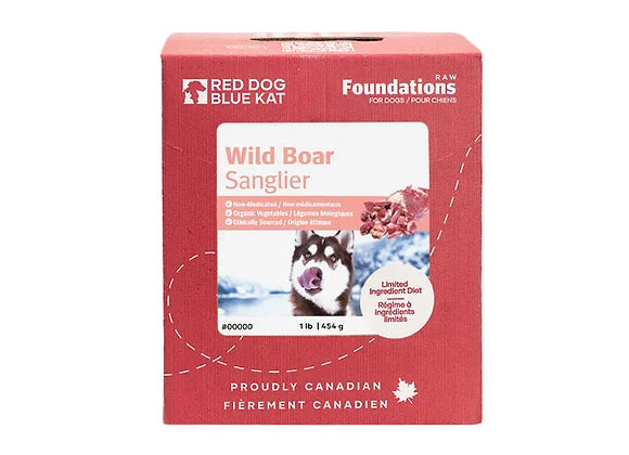 Red Dog Blue Kat - Dog Wild Boar Case - 1/4lb Portions- 6lbs (6 x 1lb in 1/4lb portions)
