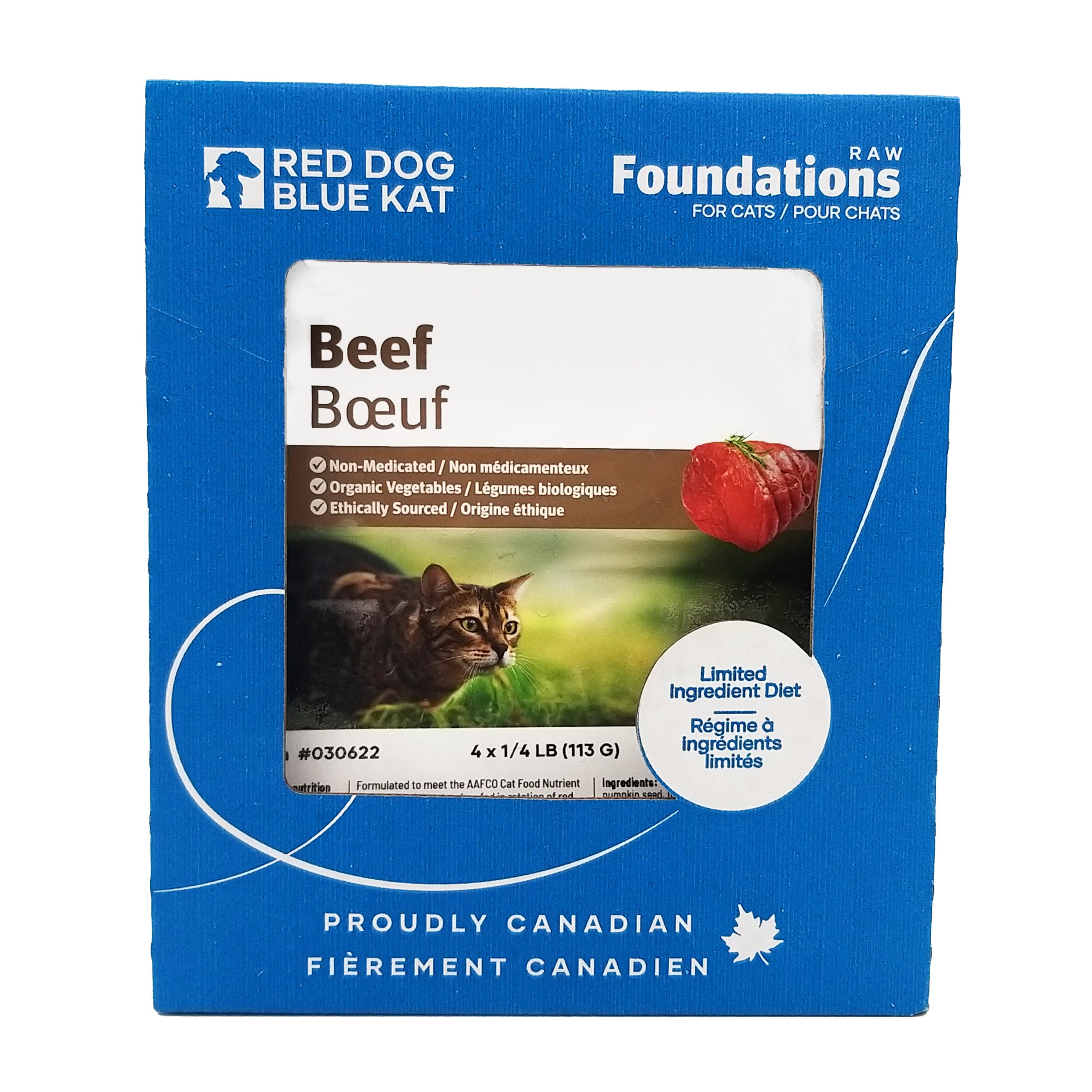 Red Dog Blue Kat - Cat Beef  - 1/4lb Portion Case - 6lbs (6 x 1lb in 1/4lb portions)