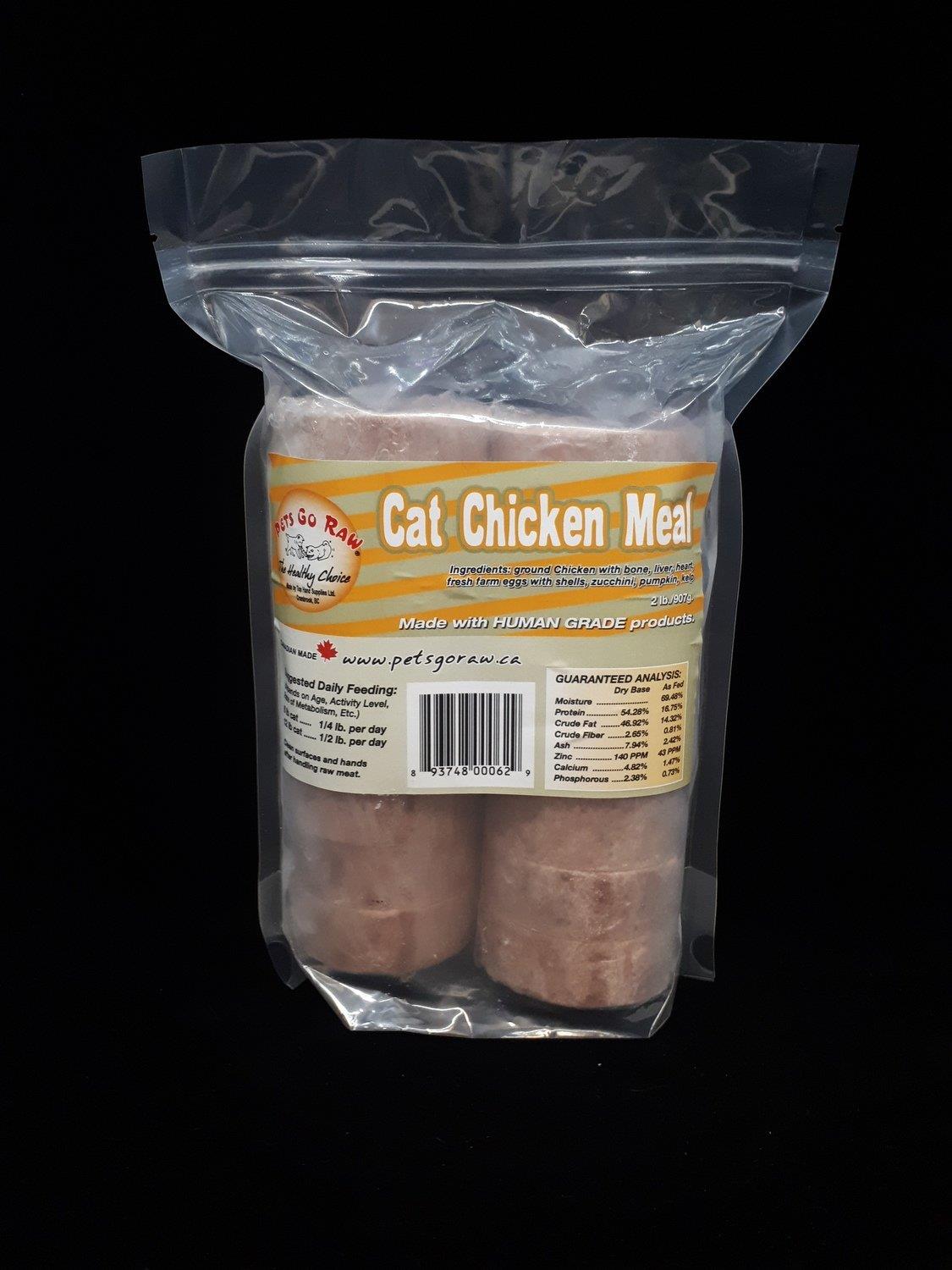 Pets Go Raw - Cat Chicken Full Meal - 1/8lb Portions - 2lbs