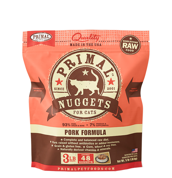 Primal - Feline Raw Nuggets - Pork Formula - 3lbs