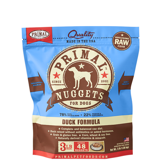 Primal -  Canine Raw Nuggets - Duck Formula - 3lbs