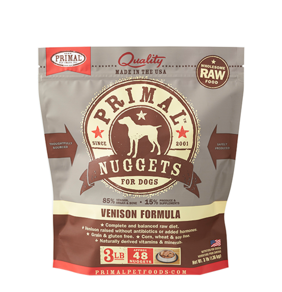 Primal - Canine Raw Nuggets - Venison Formula - 3lbs