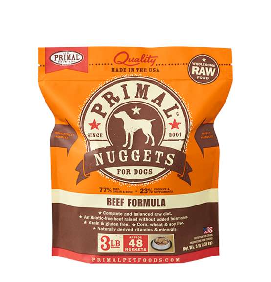 Primal - Canine Raw Nuggets - Beef Formula - 3lbs