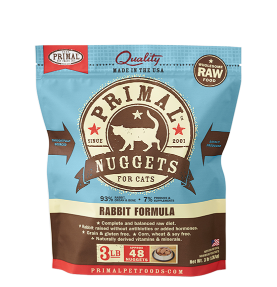 Primal - Feline Raw Nuggets - Rabbit Formula - 3lbs