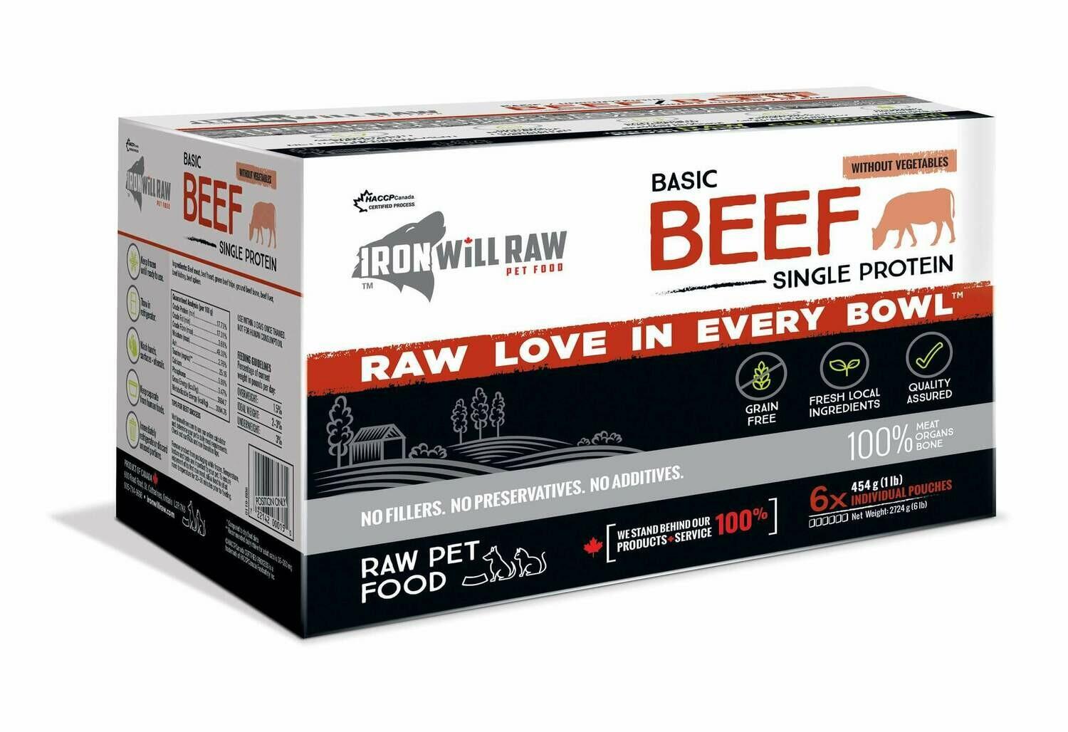 Iron Will Raw - Basic Beef - 6lbs (1lb x 6)