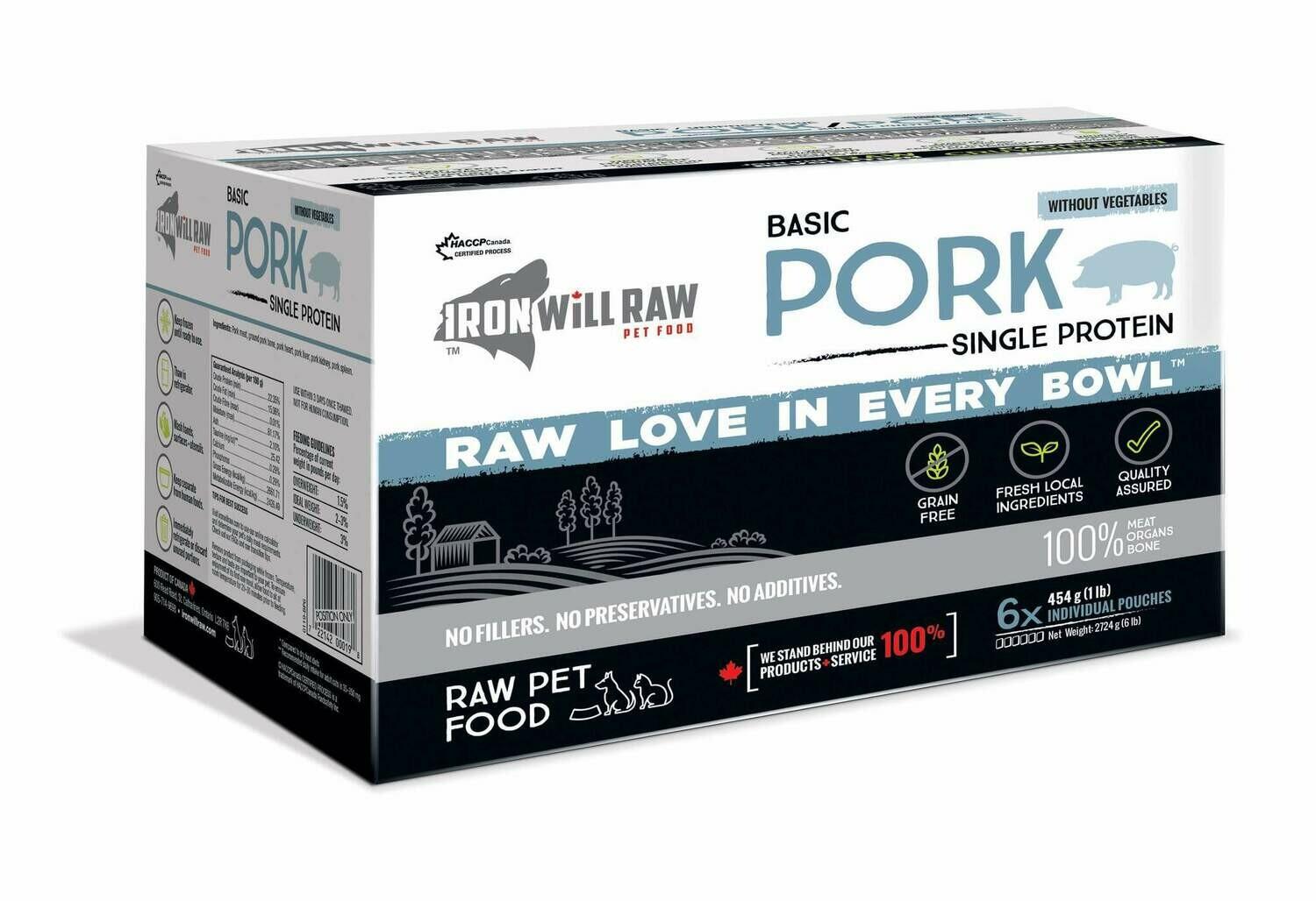 Iron Will Raw - Basic Pork - 6lbs (1lb x 6)
